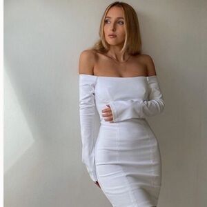 NWT Zara Fitted Dress Oyster White